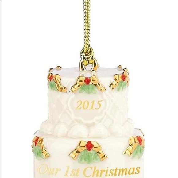 Lenox Ivory 2015 Wedding Cake 
Our First Christmas Together Hanging ornament NEW - Picture 6 of 14